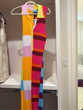 Steve Madden Colorblock Knit Polo Maxi Dress - Multi